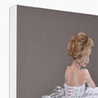 Beautiful woman in a white dress, painting, canvas art print. Close up