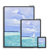 The White Sailboat framed canvas fine art prints. Different sizes.