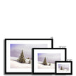 Beautiful winter landscape and trees covered in snow, artwork, fine art prints in black frame. Different sizes