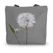 Grey and white Dandelion canvas tote bag.