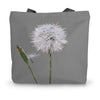 Grey and white Dandelion canvas tote bag.