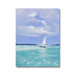 The White Sailboat sailing on shimmering turquoise sea, fine art canvas print with white edge wrap.