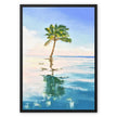 Palm tree artwork. Canvas fine art print in a black picture frame. Ready to hang 