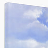 The White Sailboat canvas artwork print. Image wrap, Top corner detail.