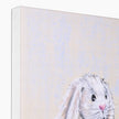 Rabbit nursery canvas art print. Close up of corner detail