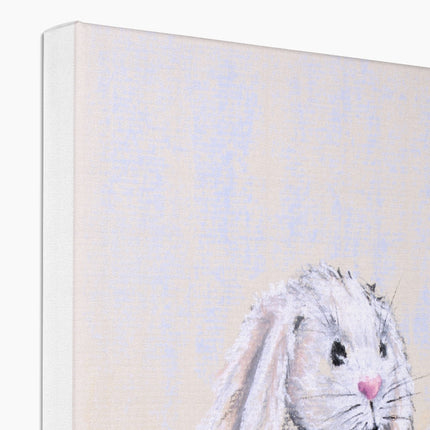 Rabbit nursery canvas art print. Close up of corner detail