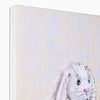 Rabbit nursery canvas art print. Close up of corner detail