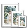 Japanese Kimono art. Fine art prints with a border and a silver frame. Portrait format. Different sizes.