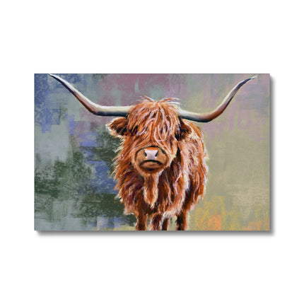 Scottish Highland Cow painting. Eco and vegan-friendly fine art canvas print.