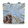 Fall trees art canvas tote. Tree canopy art design tote