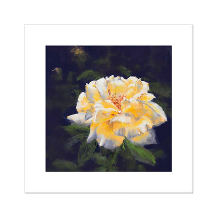 Elegant yellow rose artwork, fine art canvas print. Unmounted. Square art print.