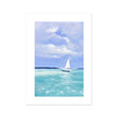 The White Sailboat on the shimmering turquoise sea, fine art canvas print. 