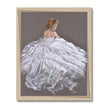 Woman in a white dress contemporary painting. Fine art print in wooden frame.