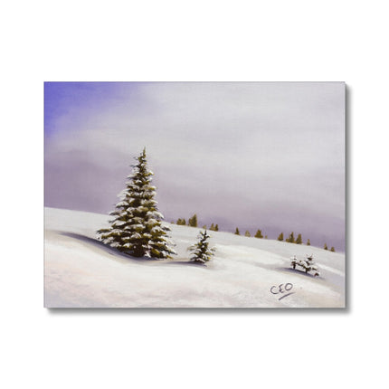 Winter landscape with snow covered trees, fine art canvas print