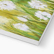 Dandelion seed heads, floral landscape artwork canvas print. Corner detail