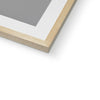 Fine art print in natural light wooden frame with white mount. Corner detail