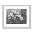 White daisy flowers art print in a silver frame with white mount