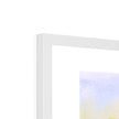 Fine art print in a white frame. Top corner detail.