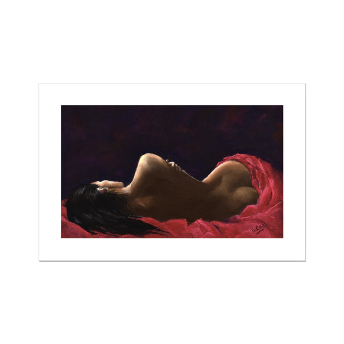 Beautiful Lady in Red painting. Fine art, unmounted, canvas print.