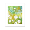 White fluffy dandelion seed heads artwork, fine art canvas print. Portrait format 