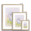 Adorable rabbit and dandelion seed nursery art prints in natural frame with white mount. Different sizes