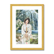 Japanese Kimono art. Fine art print with a border and a gold frame. Portrait format.