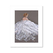 Beautiful woman in a white dress painting. Fine art print 