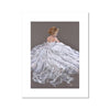 Beautiful woman in a white dress painting. Fine art print 