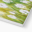 Dandelion Seed Head canvas art print. Corner detail showing the white wrap. Eco and Vegan-friendly 