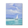 The White Sailboat afloat tranquil turquoise waters,  canvas fine art print. Image wrap.