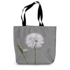 Grey and white Dandelion print canvas tote bag.