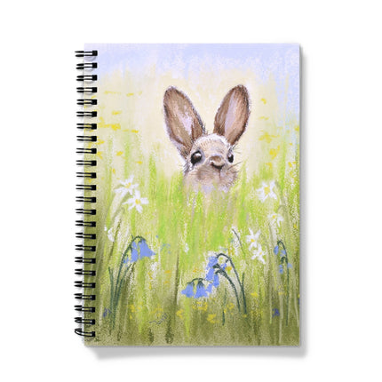 Rabbit and flower artwork design notebook. Spiral bound, Vegan-friendly, notebook 