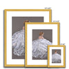 Lady in white dress, painting. Fine art prints in gold frame with white mount. Different sizes