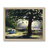 Trees, flowers and moonbeams nocturne landscape art print in a natural frame