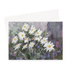 White daisy flowers, floral art greeting card. Landscape format