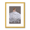 Lady in white dress, painting. Fine art print in gold frame with white mount.