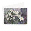 White daisy flowers, art greeting card. Landscape format