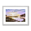 Sunset on the Marshland fine art print in silver frame with white mount.