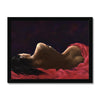 Lady in Red painting. Fine Art Print in black frame. Landscape orientation.