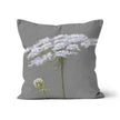 Grey and white square throw pillow.