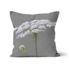 Grey and white square throw pillow.