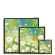 Dandelion Seed canvas art prints within a black frame, ready to hang. Different size square floral art prints.