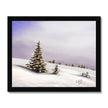 Winter landscape with trees covered in snow, fine art print in a black frame