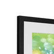 Fine art print in black frame with white mount. Top corner detail