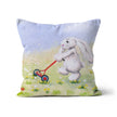 Rabbit artwork design throw cushion. Square. Beach-house linen