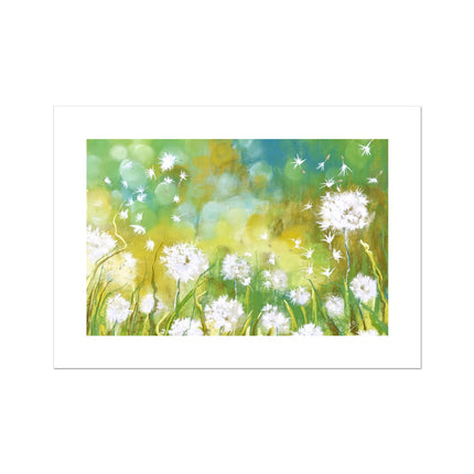 Dandelion Seed painting, fine art canvas print. Landscape format