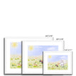 Adorable white rabbit and flowers painting. Nursery art prints in white frame with a white mount. Different sizes