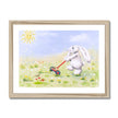 White Rabbit in the meadow flowers fine art print. Framed. 