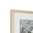 Crazy Daisies artwork print in natural frame with white mount. Close up of top corner and frame.