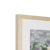 Crazy Daisies artwork print in natural frame with white mount. Close up of top corner and frame.